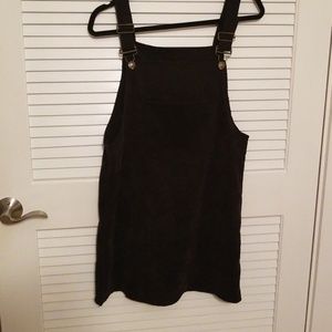 SHEIN Black Pinafore Corduroy Mini Dress